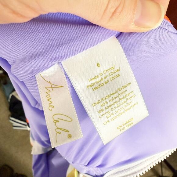 Anne Cole Multicolor Print One Piece Swimsuit Rash Guard Women's Size 6 - Picture 6 of 9